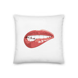 "Biting Lips" Premium Throw Pillow